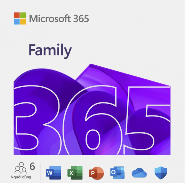 Phần mềm Office Microsoft 365 Family FPP EP2-36878 - Hộp bản quyền (6 người/ 5 thiết bị/12 tháng)
